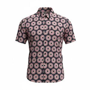 Ted Baker London Navy Pink Sunflower Short Sleeve Mens 5 Or XL